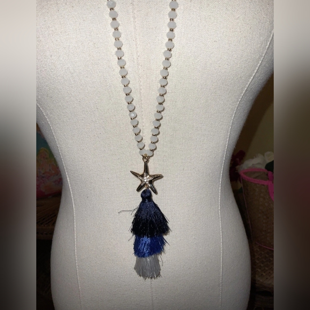 Lilly Pulitzer NWOT Starbright Necklace Nauti Navy Long Necklace With Starfish